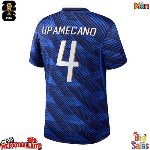 France Dayot Upamecano #4 Replica Home Stadium Shirt World Cup 2026 Short Sleeve